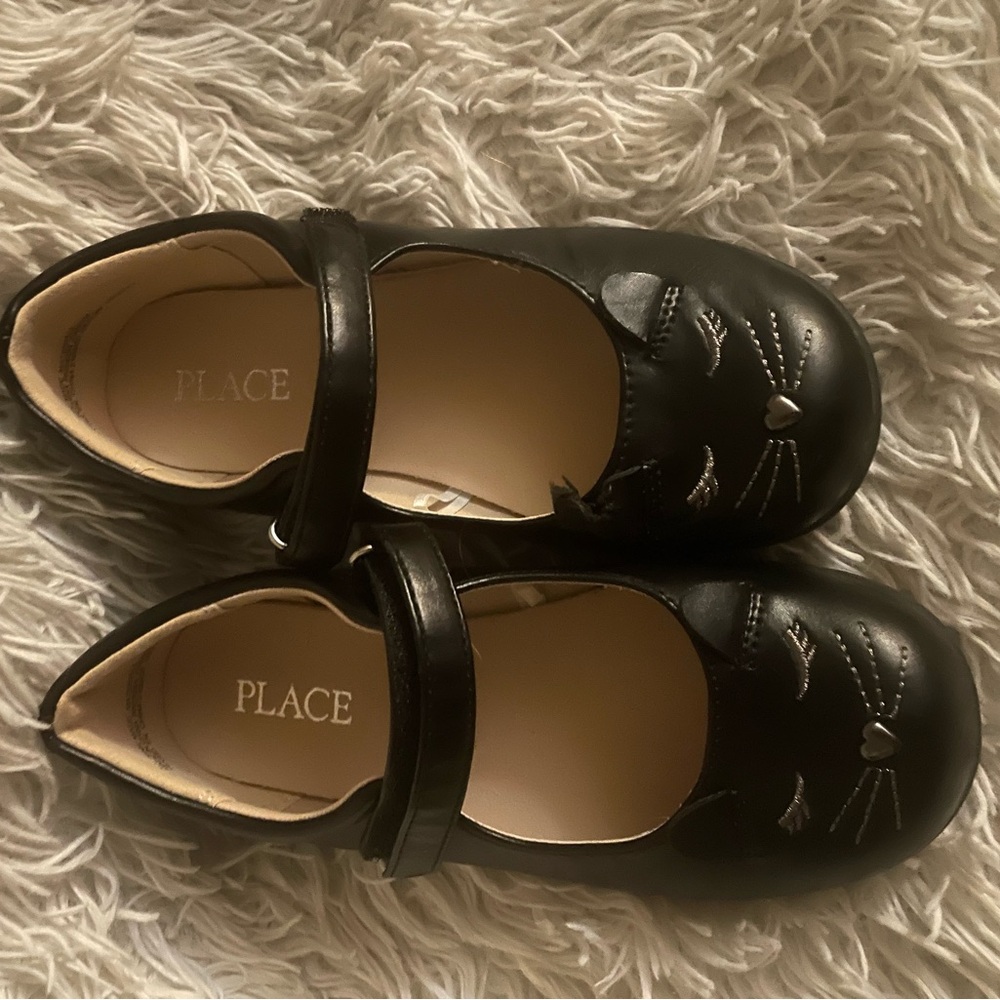 Place Black Cat Face Kids Dress Shoes